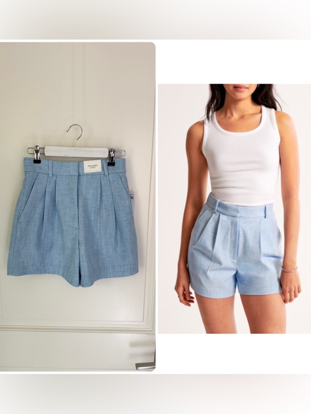 Abercrombie & Fitch Sloane Ultra High Rise Pleated Blue Shorts Sz 24 - 00 - NEW
